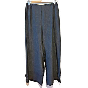 Citron Santa Monica Silk Blend Pants Sz M Black Wide Leg Crop Boho Lagenlook